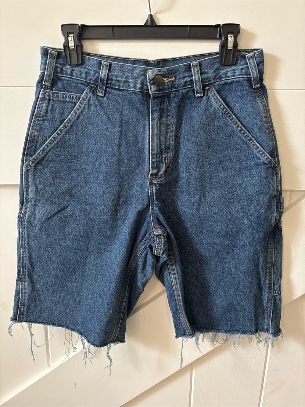 Carhartt Mens Cutoff Shorts Jorts Size 30 Blue Denim Loose Fit Distressed
